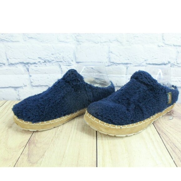 LL Bean Slipper Size 8 Cozy Comfort Slides Sherpa Fleece 514178 Navy Blue - Picture 2 of 9